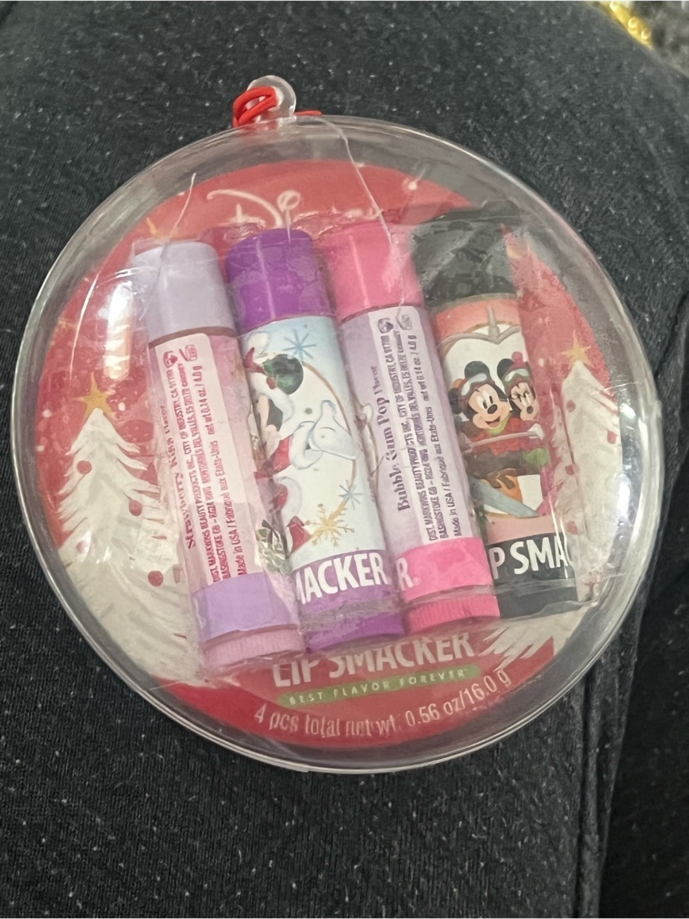 Disney Lip Smacker Holiday Christmas 4-Piece Lip Balm Ornament Set